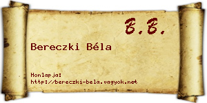 Bereczki Béla névjegykártya